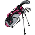 U.S. Kids Golf UL42-u 4 Club Stand Set - Silver/Black/Pink Bag